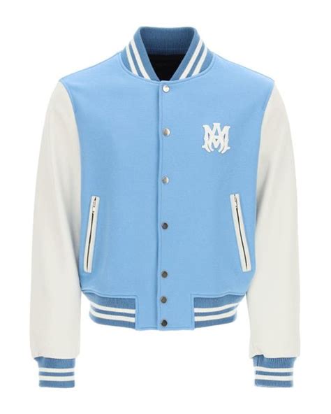 off white blue varsity jacket